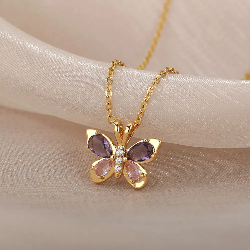 Amethyst Butterfly Necklace