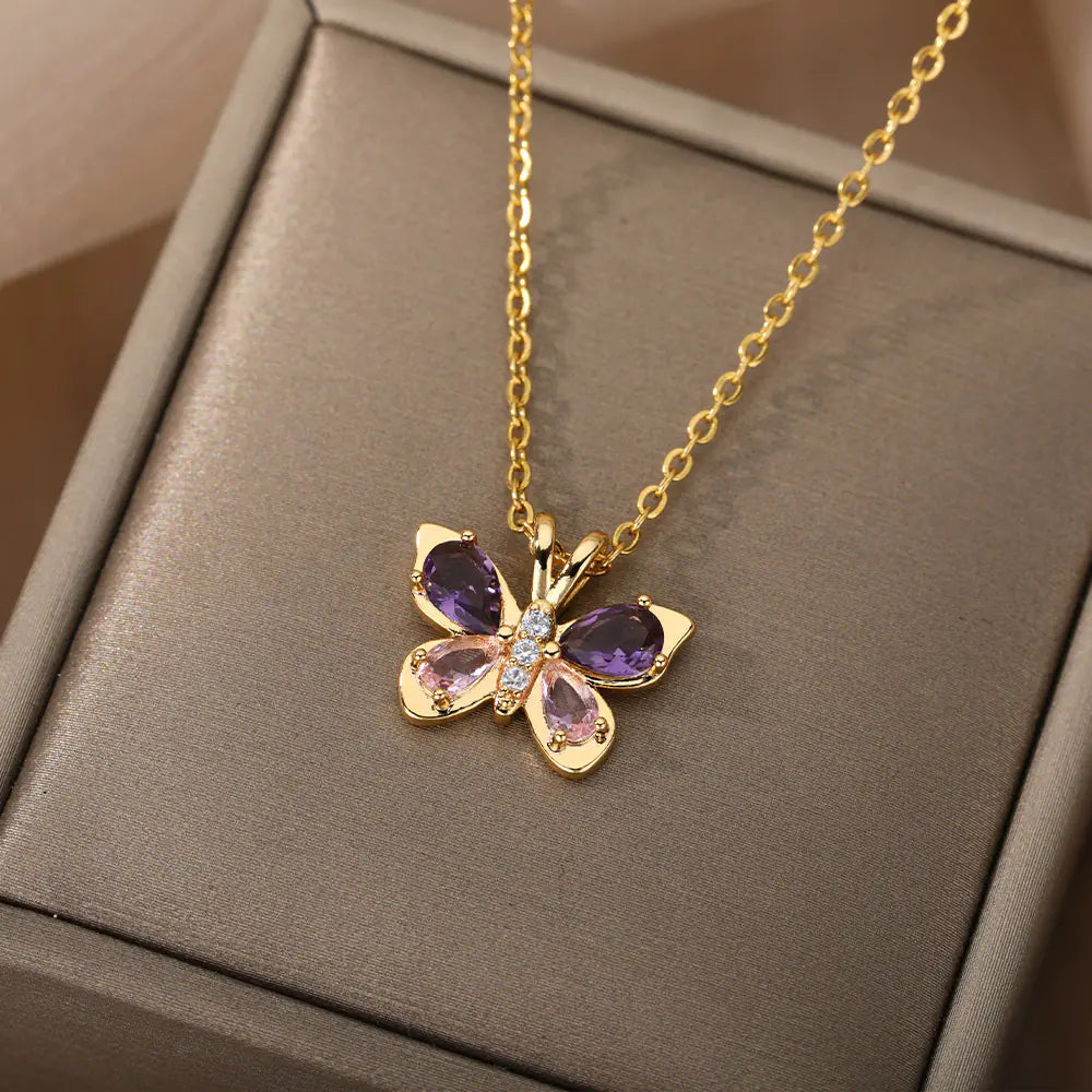 Amethyst Butterfly Necklace